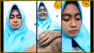 Cewe Jilbab Biru Manis Colmek